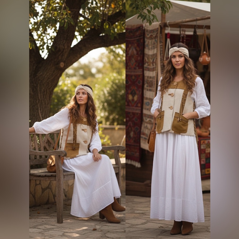 Vintage Trachten Linen & Suede Vest (J. Mann)
Size 34 or 4 in USA